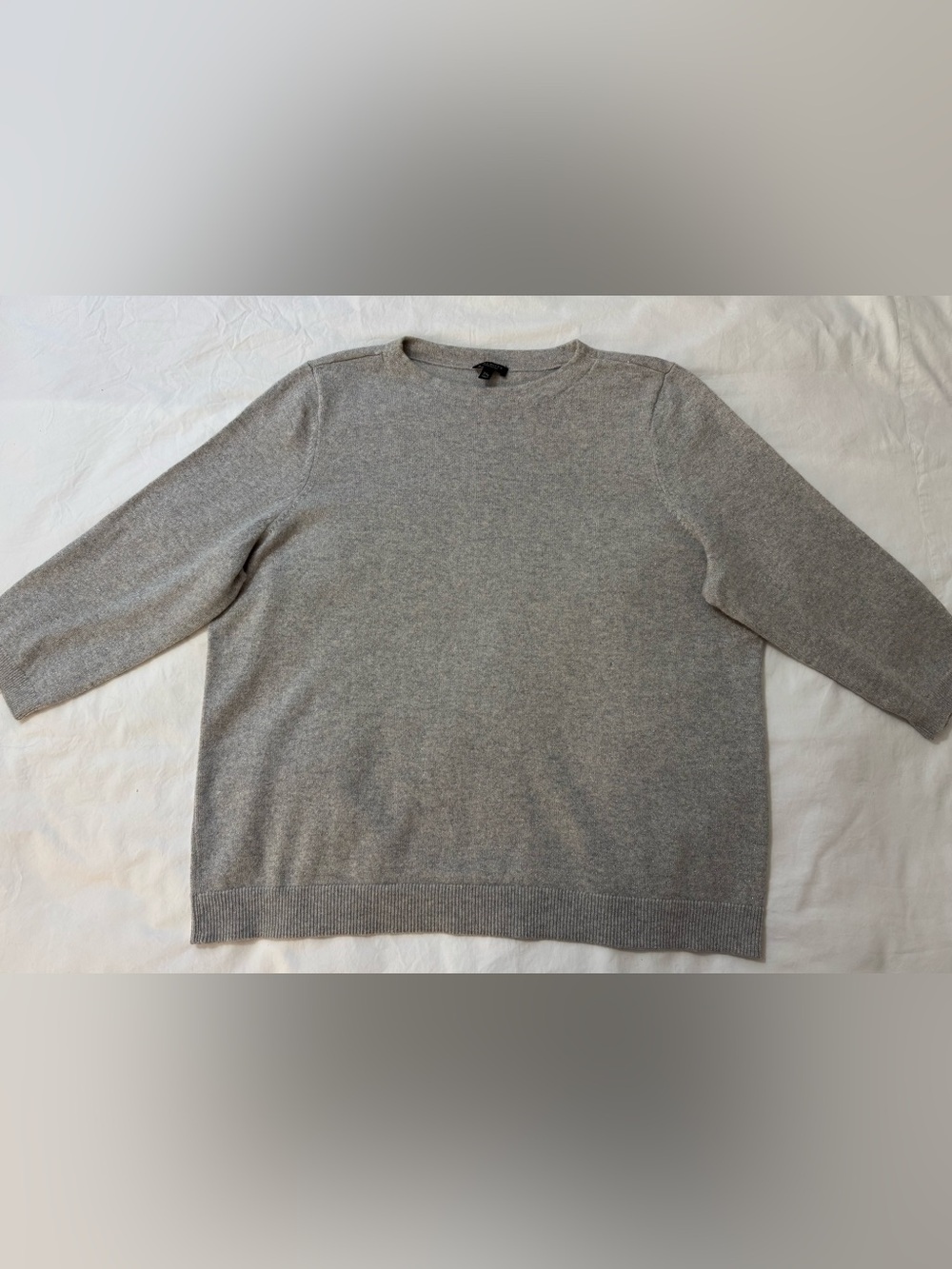 Talbots Womens Gray Metallic Cashmere Blend Crew Neck 3/4 Sleeve Sweater 2X